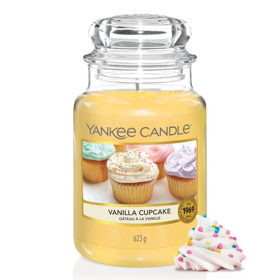 Yankee Candle Duftkerze im Glas (groß) | Vanilla Cupcake | Kerze mit langer Brenndauer bis zu 150 Stunden | Perfekte Geschenke für Frauen