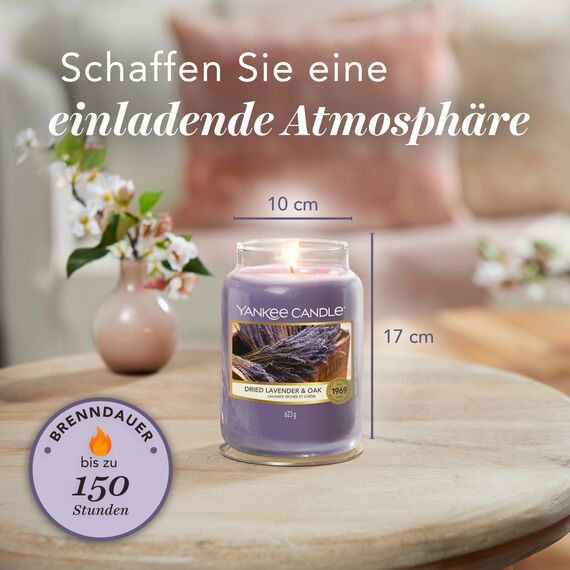 Yankee Candle Duftkerze im Glas (groß) | Dried Lavender & Oak | Kerze mit langer Brenndauer bis zu 150 Stunden | Perfekte Geschenke für Frauen