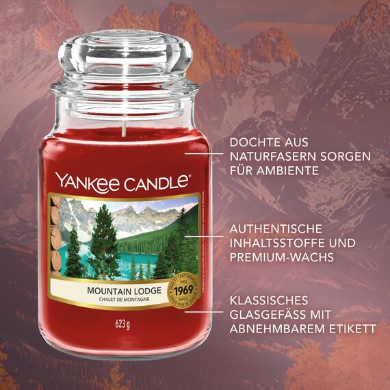 Yankee Candle Duftkerze im Glas (groß) | Mountain Lodge Air | Kerze mit langer Brenndauer bis zu 150 Stunden | Perfekte Geschenke für Frauen