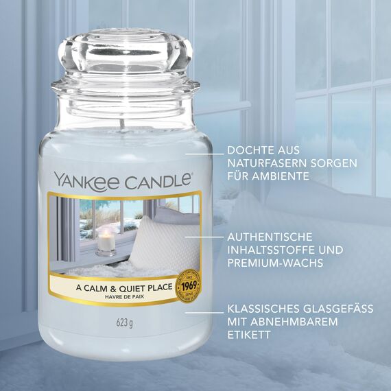 Yankee Candle Duftkerze im Glas (groß) | A Calm & Quiet Place | Kerze mit langer Brenndauer bis zu 150 Stunden | Perfekte Geschenke für Frauen