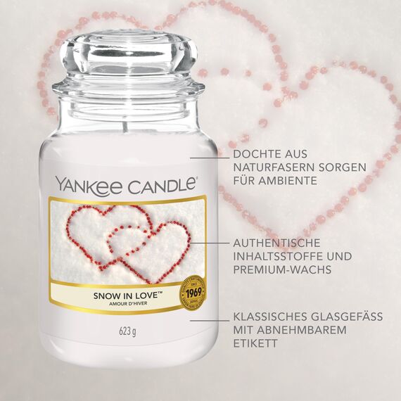 Yankee Candle Duftkerze im Glas (groß) | Snow In Love | Kerze mit langer Brenndauer bis zu 150 Stunden | Perfekte Geschenke für Frauen