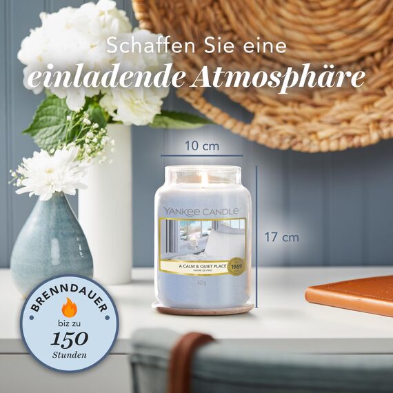 Yankee Candle Duftkerze im Glas (groß) | A Calm & Quiet Place | Kerze mit langer Brenndauer bis zu 150 Stunden | Perfekte Geschenke für Frauen
