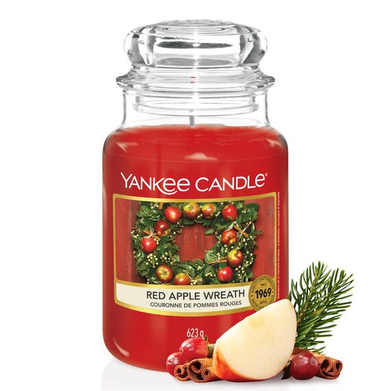 Yankee Candle Duftkerze im Glas (groß) | Red Apple Wreath | Kerze mit langer Brenndauer bis zu 150 Stunden | Perfekte Geschenke für Frauen