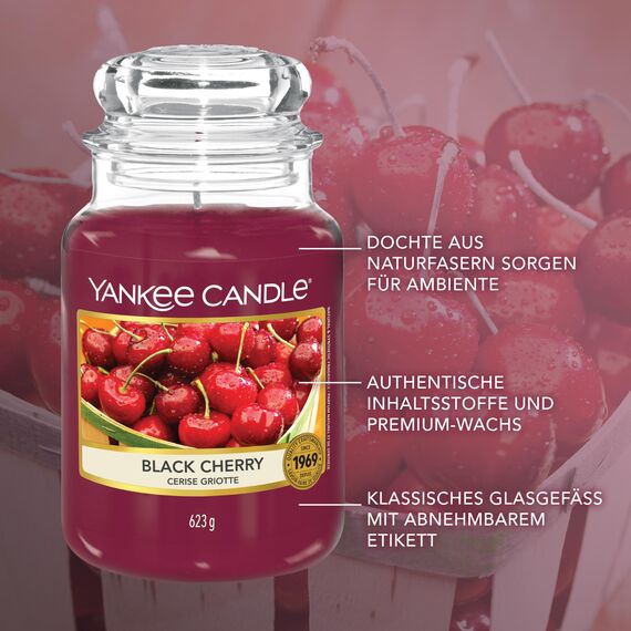 Yankee Candle Duftkerze im Glas (groß) | Black Cherry | Kerze mit langer Brenndauer bis zu 150 Stunden | Perfekte Geschenke für Frauen