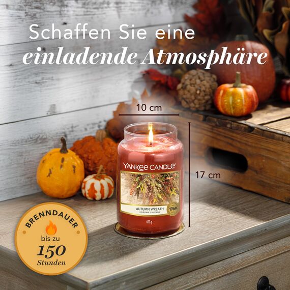 Yankee Candle Duftkerze im Glas (groß) | Autumn Wreath | Kerze mit langer Brenndauer bis zu 150 Stunden | Perfekte Geschenke für Frauen