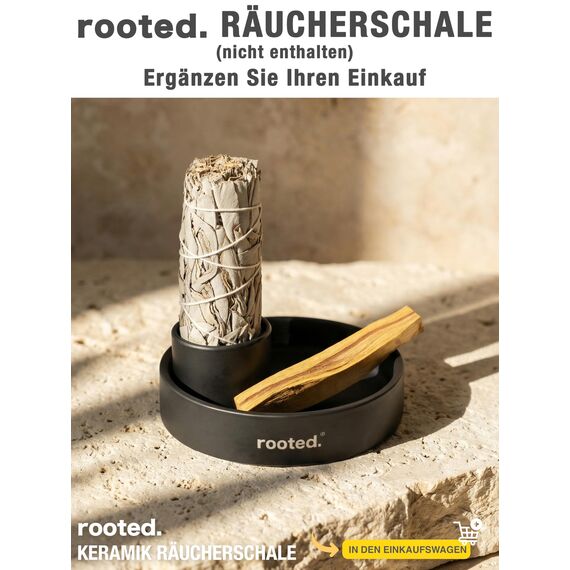 rooted.® | Das Original | Weißer Salbei | 3 Bündel kallifonirscher Salbei | Premium Smudge Sticks | Indianischer Räuchersalbei | 100% kontrollierte und nachhaltige Ernte