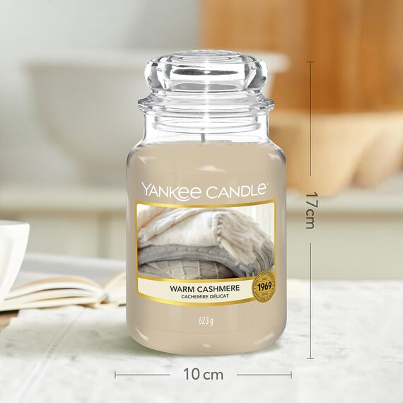 Yankee Candle Duftkerze im Glas (groß) | Warm Cashmere | Kerze mit langer Brenndauer bis zu 150 Stunden
