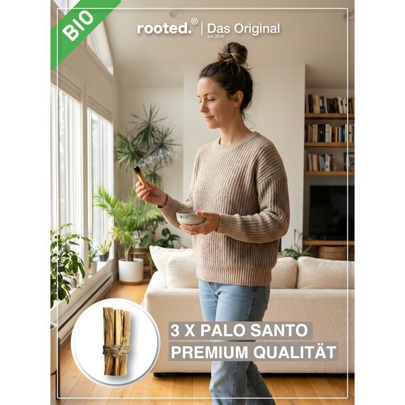 rooted.® Das Original Palo Santo - Indianisches [RÄUCHERHOLZ] aus Peru - Heiliges Holz -100% kontrollierte und nachhaltige Ernte - Meditation und Reinigungsrituale
