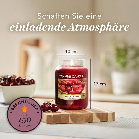 Yankee Candle Duftkerze im Glas (groß) | Black Cherry | Kerze mit langer Brenndauer bis zu 150 Stunden | Perfekte Geschenke für Frauen