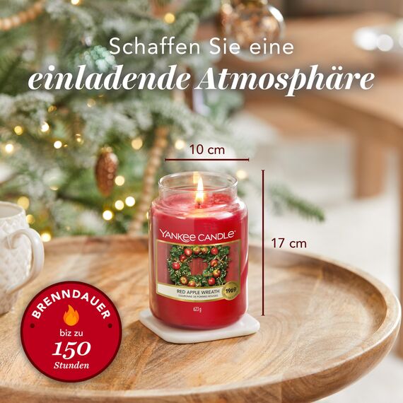 Yankee Candle Duftkerze im Glas (groß) | Red Apple Wreath | Kerze mit langer Brenndauer bis zu 150 Stunden | Perfekte Geschenke für Frauen