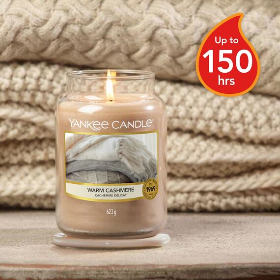 Yankee Candle Duftkerze im Glas (groß) | Warm Cashmere | Kerze mit langer Brenndauer bis zu 150 Stunden