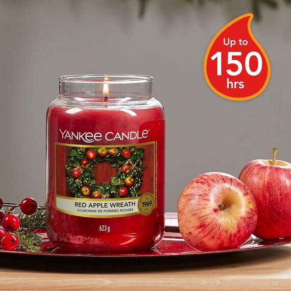 Yankee Candle Duftkerze im Glas (groß) | Red Apple Wreath | Kerze mit langer Brenndauer bis zu 150 Stunden | Perfekte Geschenke für Frauen