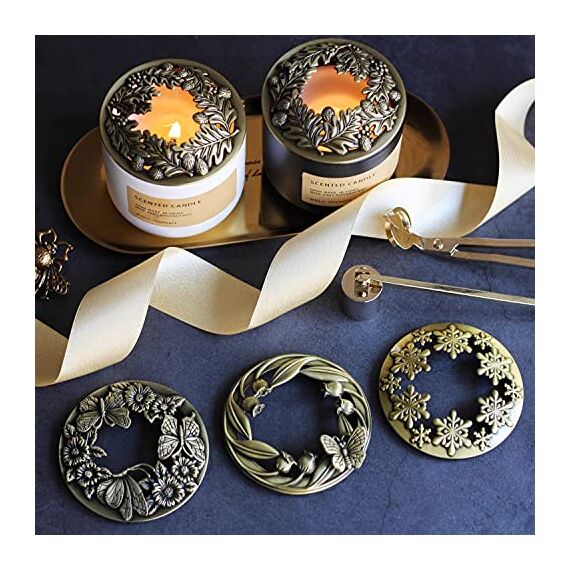 Illuma Lid Candle Kerzedeckel Aufsatz,Mehrere Stile,Candle Matrix Brushed Zubehör Lampenschirm Schirm Topper Metall Weihnachten,Helfen Sie Der Kerze Gleichmäßig Zu Schmelzen