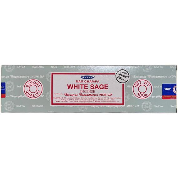 LAMARE Satya White Sage Räucherstäbchen, 1 Packung mit 100 g (80-90 Stäbchen), Aromatherapie, Meditation, Yoga, umweltfreundliche Verpackung