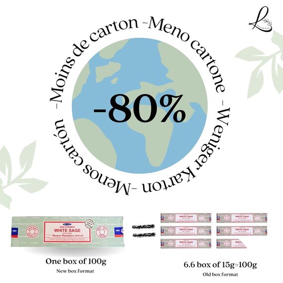 LAMARE Satya White Sage Räucherstäbchen, 1 Packung mit 100 g (80-90 Stäbchen), Aromatherapie, Meditation, Yoga, umweltfreundliche Verpackung