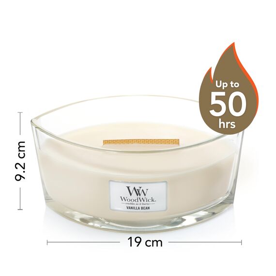 WoodWick Ellipse Duftkerze | Vanilla Bean | mit knisterndem Docht | Brenndauer: bis zu 50 Stunden