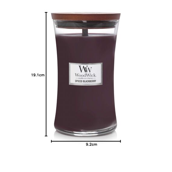 WoodWick Große Hourglass Duftkerze | Spiced Blackberry | mit knisterndem Docht | Brenndauer: bis zu 130 Stunden