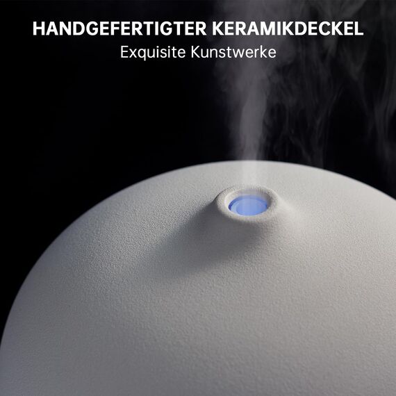 JESMAY Aroma Diffuser Keramik 500ml Premium Ultraschall Luftbefeuchter Diffusor für Ätherische Öle Timer-Einstellung & 10-Farben-LED BPA-Frei Diffuser Weiß für Schlafzimmer Wohnzimmer Büro Yoga