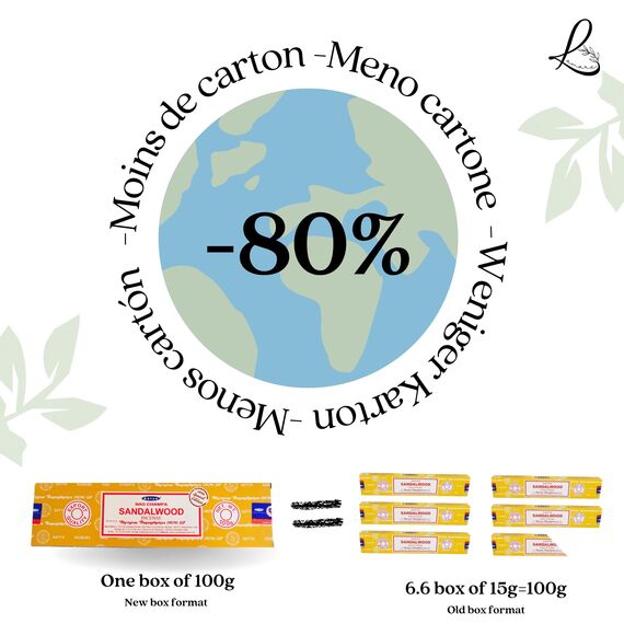 LAMARE Satya Sandalwood-Räucherstäbchen, 1 Packung mit 100 g (80-90 Stäbchen), Aromatherapie, Meditation, Yoga, umweltfreundliche Verpackung