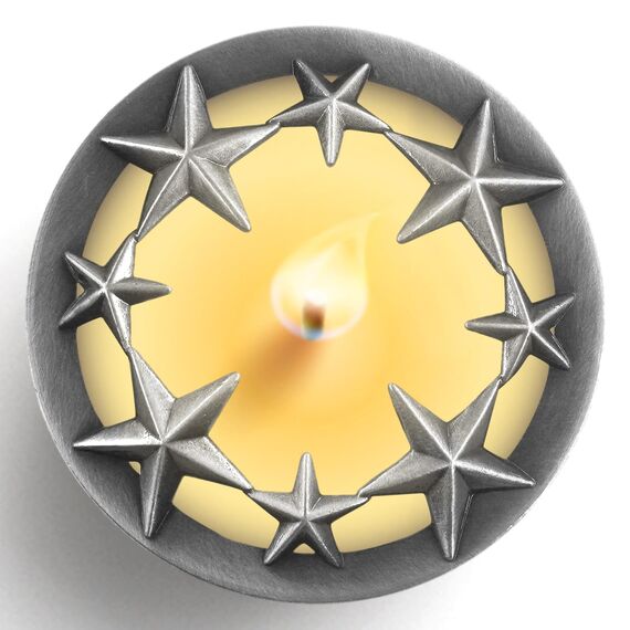 Hion Illuma Lid Kerzendeckel Aufsatz für Duftkerzen, Elegant geschnitztem Kerzenzubehör Metall Scented Candle Topper, Weihnachtsdeko Geschenk hilft der Kerze gleichmäßig zu brennen (Stern Silber)