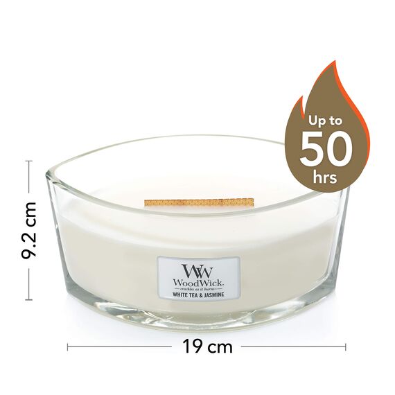 WoodWick Ellipse Duftkerze | White Tea & Jasmine | mit knisterndem Docht | Brenndauer: bis zu 50 Stunden