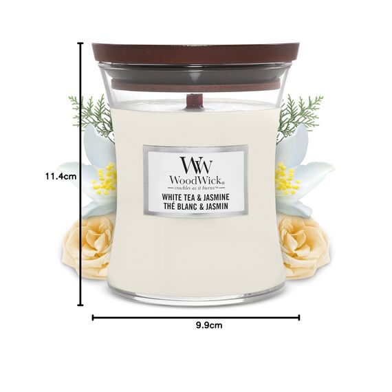 WoodWick Hourglass mittelgroße Duftkerze mit PlusWick Innovation, Seaside Mimosa