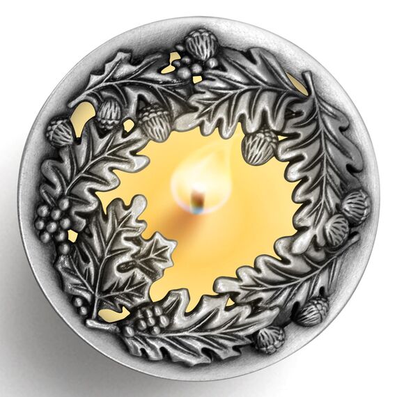 Hion Illuma Lid Kerzendeckel Aufsatz für Duftkerzen, Elegant geschnitztem Kerzenzubehör Scented Candle Topper, Weihnachtsdeko Geschenk hilft der Kerze gleichmäßig zu brennen (Heilige Frucht Silber)