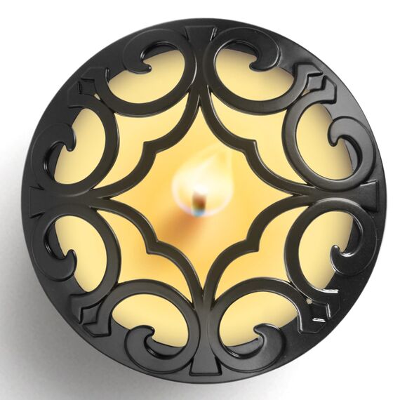 Hion Illuma Lid Kerzendeckel Aufsatz für Duftkerzen, Elegant geschnitztem Kerzenzubehör Metall Scented Candle Topper, Weihnachtsdeko Geschenk hilft der Kerze gleichmäßig zu brennen (Weltraum Schwarz)