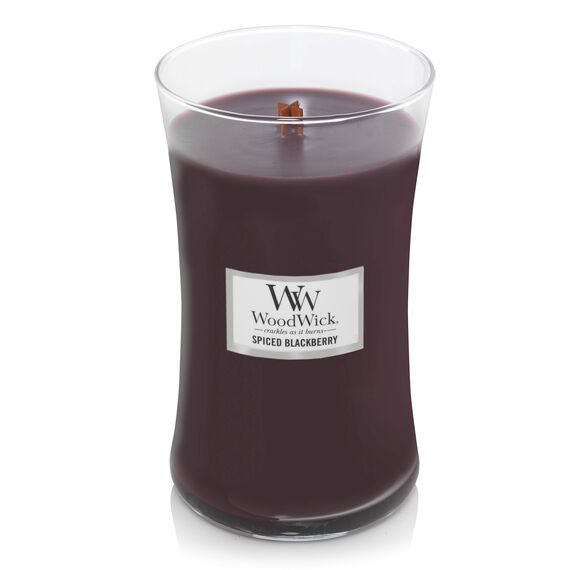 WoodWick Große Hourglass Duftkerze | Spiced Blackberry | mit knisterndem Docht | Brenndauer: bis zu 130 Stunden
