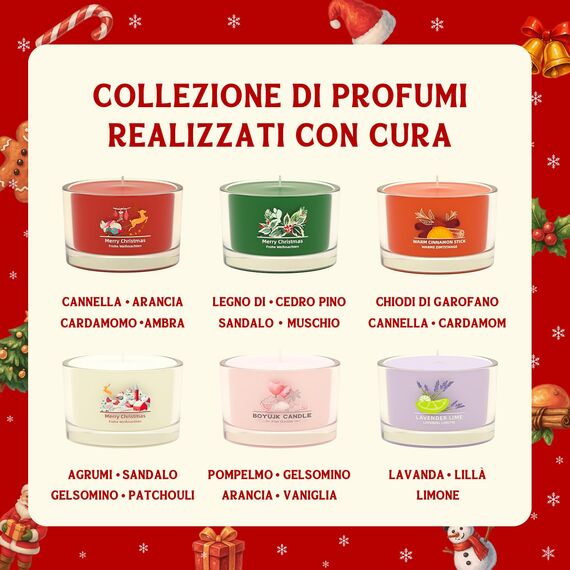 Duftkerze Weihnachten, Weihnachtskerze Set 6er Pack, Weihnachtskerzen Geschenke für Frauen und Männer, Weihnachtliche Duftkerzen, Kerze Weihnachten