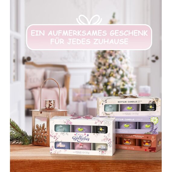 Duftkerzen Geschenke für Frauen | Duftkerzen Geschenkset for Anxiety | 6 Duftkerzen im Glas | Entspannungsgeschenke für Frauen (Elegantes Geschenk)
