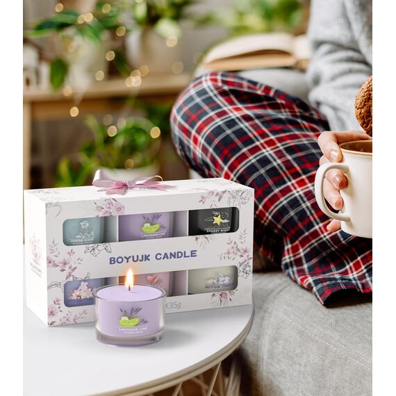 Duftkerzen Geschenke für Frauen | Duftkerzen Geschenkset for Anxiety | 6 Duftkerzen im Glas | Entspannungsgeschenke für Frauen (Elegantes Geschenk)