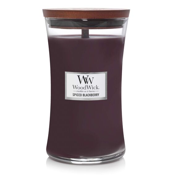 WoodWick Große Hourglass Duftkerze | Spiced Blackberry | mit knisterndem Docht | Brenndauer: bis zu 130 Stunden