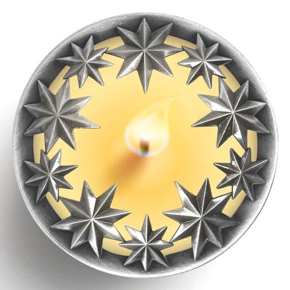 Hion Illuma Lid Kerzendeckel Aufsatz für Duftkerzen, Elegant geschnitztem Kerzenzubehör Metall Scented Candle Topper, Weihnachtsdeko Geschenk hilft der Kerze gleichmäßig zu brennen (All-Star Silber)
