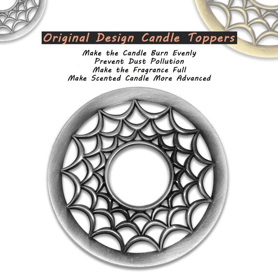 Hion Illuma Lid Kerzendeckel Aufsatz für Duftkerzen, Elegant geschnitztem Kerzenzubehör Metall Scented Candle Topper, Weihnachtsdeko Geschenk hilft der Kerze gleichmäßig zu brennen (Netz Silber)