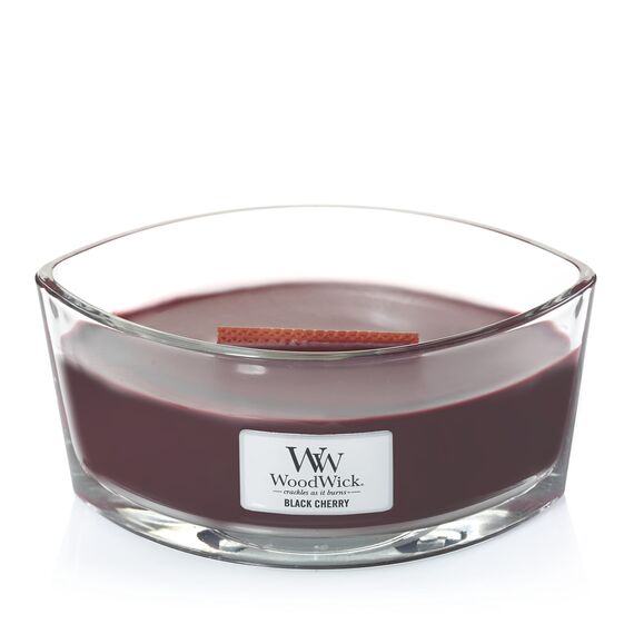 WoodWick Ellipse Duftkerze | Black Cherry | mit knisterndem Docht | Brenndauer: Bis zu 50 Stunden