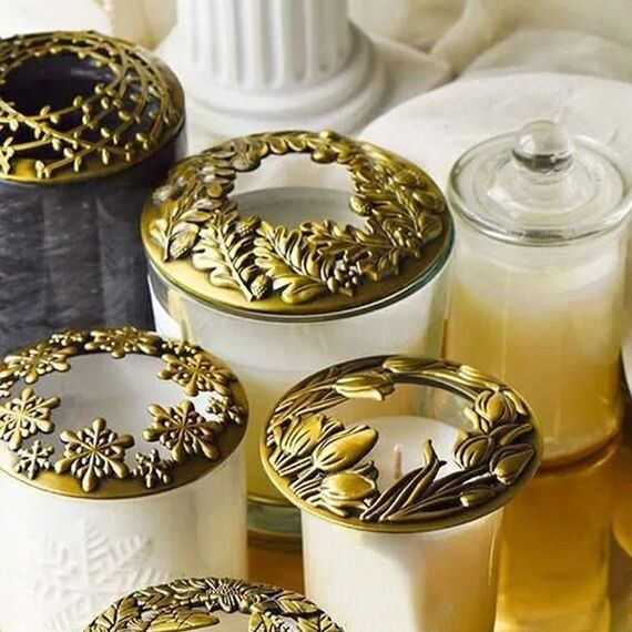 Illuma Lid Candle Kerzedeckel Aufsatz,Mehrere Stile,Candle Matrix Brushed Zubehör Lampenschirm Schirm Topper Metall Weihnachten,Helfen Sie Der Kerze Gleichmäßig Zu Schmelzen