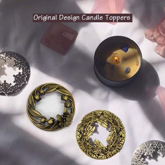 Illuma Lid Candle Kerzedeckel Aufsatz,Mehrere Stile,Candle Matrix Brushed Zubehör Lampenschirm Schirm Topper Metall Weihnachten,Helfen Sie Der Kerze Gleichmäßig Zu Schmelzen(Schmetterling - Gold)