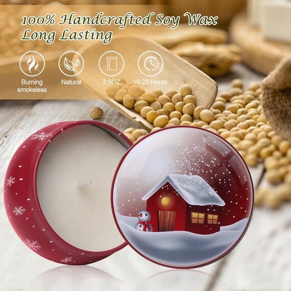 Weihnachten Duftkerzen Geschenkset für Frauen, 6 Pack 70,9 g Kerzen-Set, natürliches Sojawachs, Aromatherapie-Kerzen für Geburtstag, Weihnachten, Geschenke für sie, Geschenke für Frauen