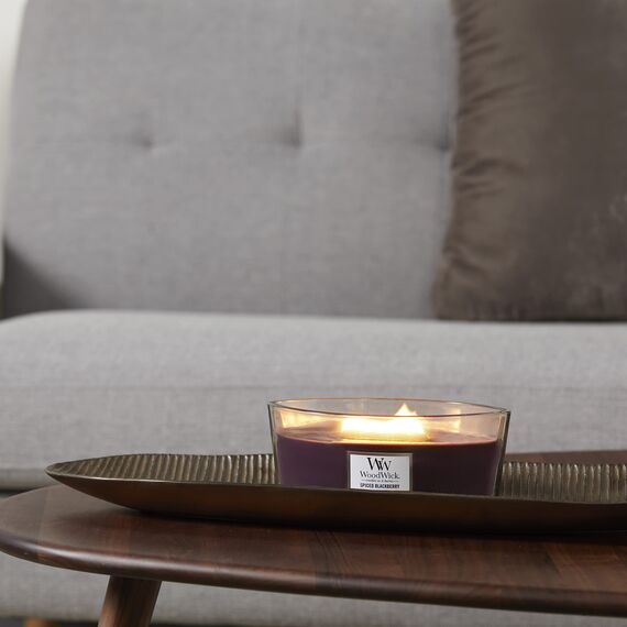 WoodWick Ellipse Duftkerze | Spiced Blackberry | mit knisterndem Docht | Brenndauer: bis zu 50 Stunden