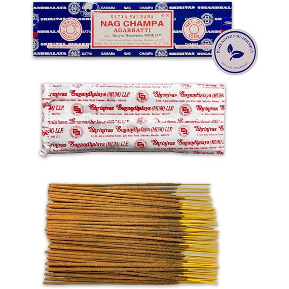 Satya Nag Champa Räucherstäbchen, 2 Packung mit 200 g, Aromatherapie, Meditation, Spiritualität, 100% natürlich, umweltfreundlich