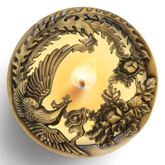 Hion Illuma Lid Kerzendeckel Aufsatz für Duftkerzen, Elegant geschnitztem Kerzenzubehör Metall Scented Candle Topper, Weihnachtsdeko Geschenk hilft der Kerze gleichmäßig zu brennen (Phönix Gold)