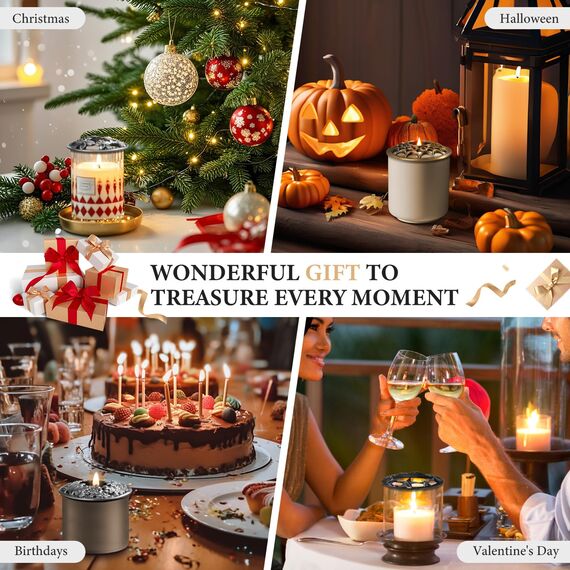 Hion Illuma Lid Kerzendeckel Aufsatz für Duftkerzen, Elegant geschnitztem Kerzenzubehör Scented Candle Topper, Weihnachtsdeko Geschenk hilft der Kerze gleichmäßig zu brennen (Schmetterling Silber)