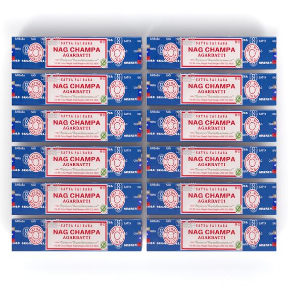 Satya Nag Champa Räucherstäbchen Räucherwerk Agarbatti Incense Sticks Handgerollt in Indien (12 Packungen je 15 Gramm)