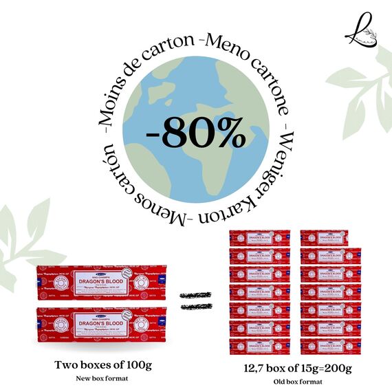 Satya Dragon's Blood-Räucherstäbchen – 2 Packungen mit 100 g (zwischen 160 und 180 Stäbchen) – Aromatherapie – Meditation – Yoga – umweltfreundliche Verpackung