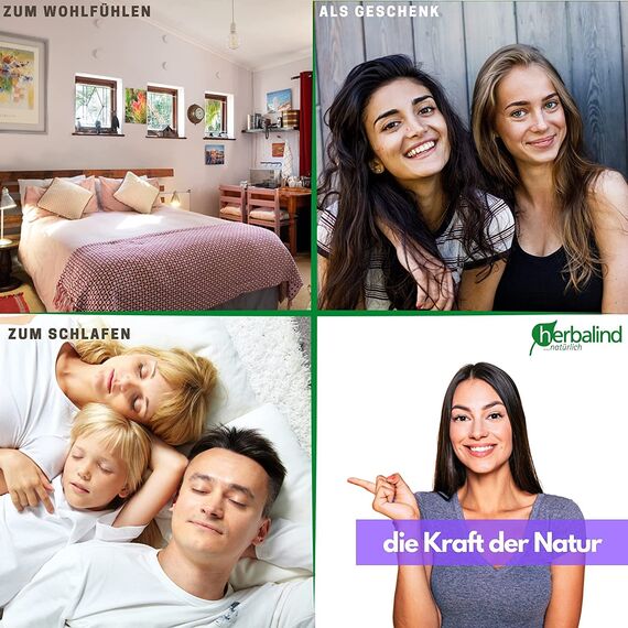 Herbalind Lavendelkissen zum Schlafen Schlafgut Schlafkissen mit Füllung - mit Lavendel ohne Chemie - Bezug 100% Baumwolle 30x20 cm, Kräuterkissen, Duftkissen, Deko Kissen - Geschenk für Frauen