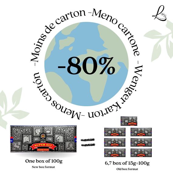 Satya Super Hit Räucherstäbchen – 1 Packung mit 100 g (80–90 Stäbchen) – Aromatherapie – Meditation – Yoga – Packaging Eco-Friendly