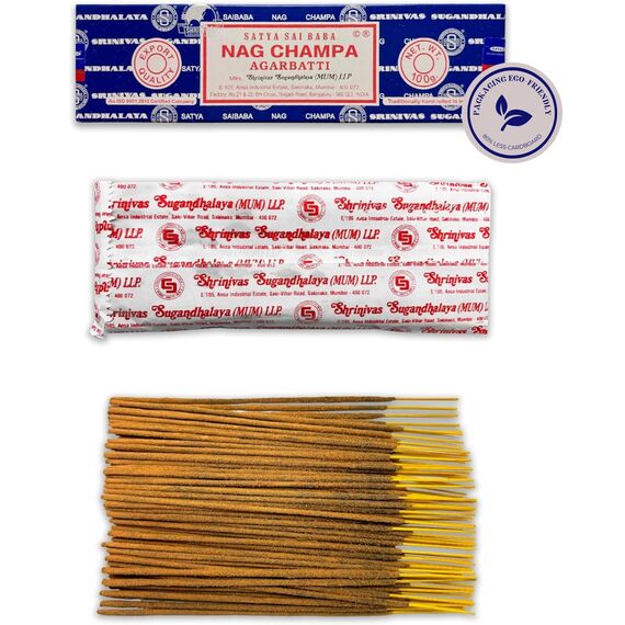Satya Nag Champa Räucherstäbchen – 1 Packung mit 100 g (70–80 Stäbchen) – Aromatherapie – Meditation – Yoga – Packaging Eco-Friendly