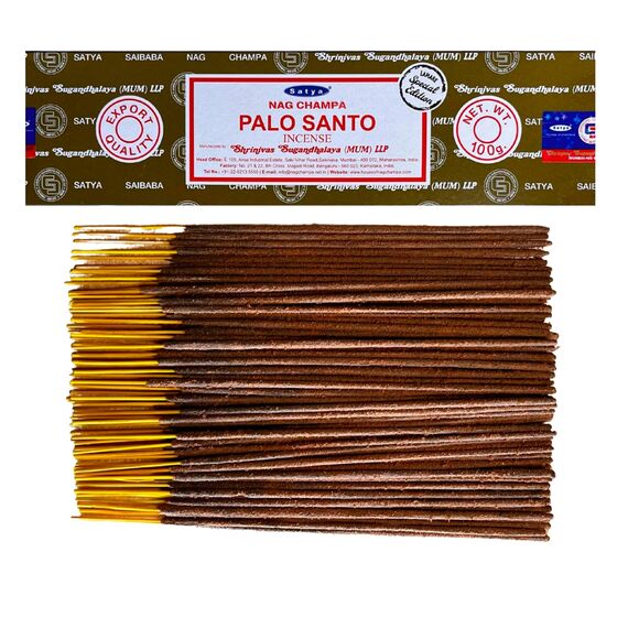LAMARE Satya Palo Santo Räucherstäbchen, 1 Packung mit 100 g (80-90 Stäbchen), Aromatherapie, Meditation, Yoga, umweltfreundliche Verpackung