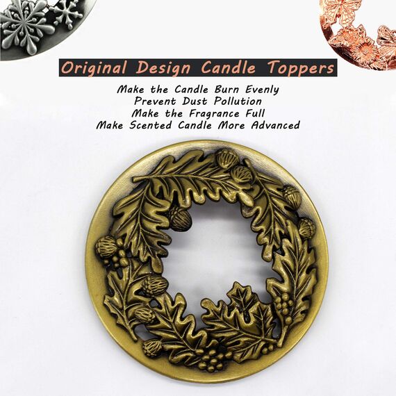 Illuma Lid Candle Kerzedeckel Aufsatz,Mehrere Stile,Candle Matrix Brushed Zubehör Lampenschirm Schirm Topper Metall Weihnachten,Helfen Sie Der Kerze Gleichmäßig Zu Schmelzen